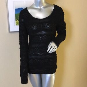 STUDIO M | Long Sleeve Black Lace Top
